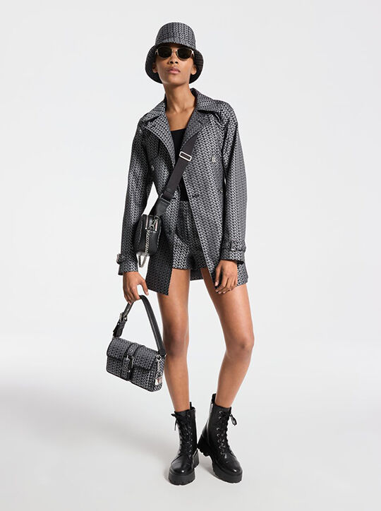 michael kors mk2000 logo jacquard trench coat
