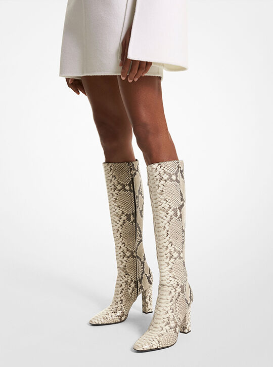 michael kors carly python embossed leather boot