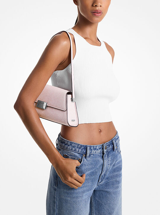 حقيبة كتف لرأس السنة القمرية الجديدة جلدية متوسطة الحجم بطبعة جينز michael kors حقيبة كتف لرأس السنة القمرية الجديدة جلدية متوسطة الحجم بطبعة جينز