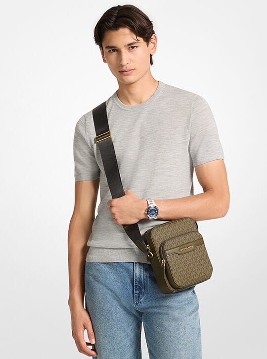 Hudson Mini Signature Logo Flight Bag michael kors hudson mini signature logo flight bag