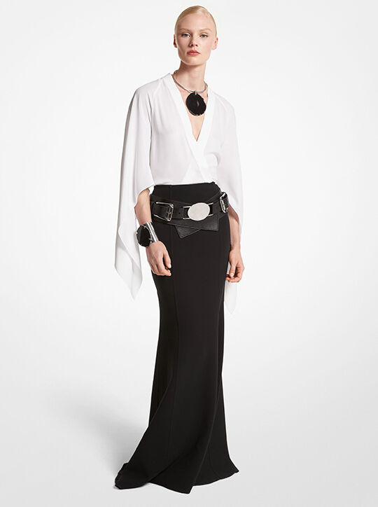 تنورة ذيل السمكة من الصوف المطاطي بوجهين michael kors تنورة ذيل السمكة من الصوف المطاطي بوجهين