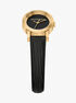 michael kors maude three hand black leather watch
