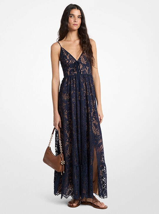 Corded Floral Lace Maxi Dress, MIDNIGHTBLUE | Michael Kors KSA