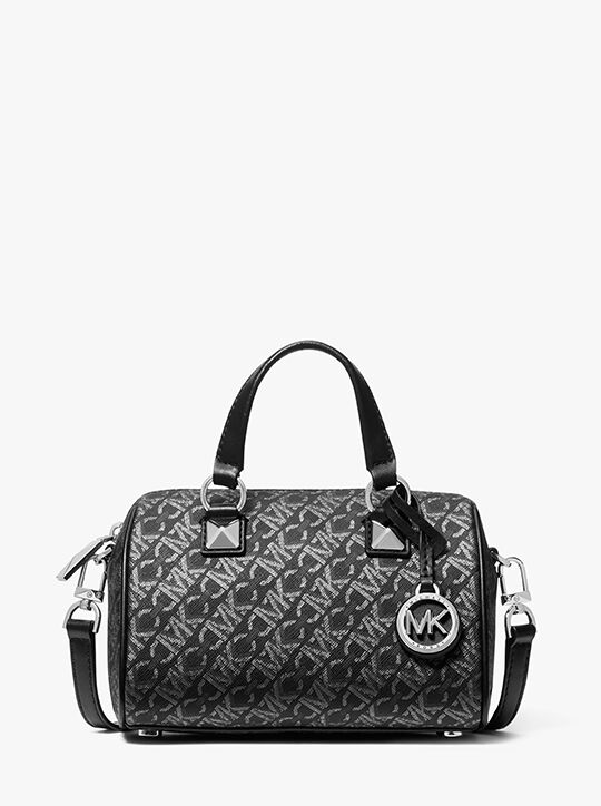 michael kors grayson small metallic empire signature logo duffel crossbody bag