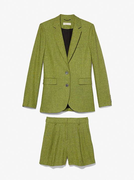 michael kors linen blend pleated shorts