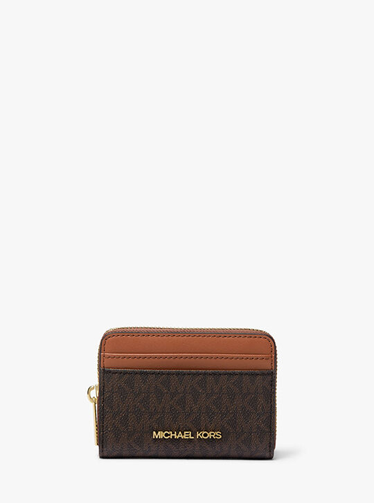 Jet Set Travel Medium Logo Zip-Around Card Case, BROWN | Michael