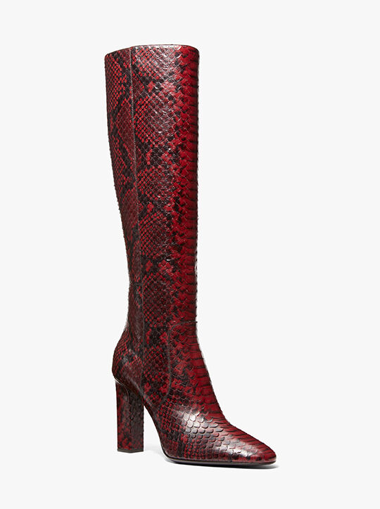 michael kors carly python embossed leather boot