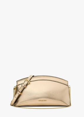 michael kors athena small metallic leather convertible clutch