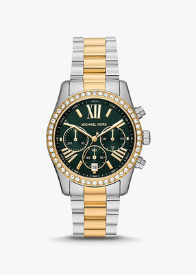 michael kors oversized lexington pav  two tone watch
