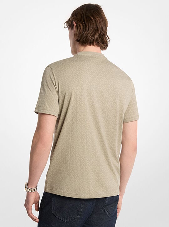 Signature Logo Print Cotton Jersey T-Shirt michael kors signature logo print cotton jersey t shirt