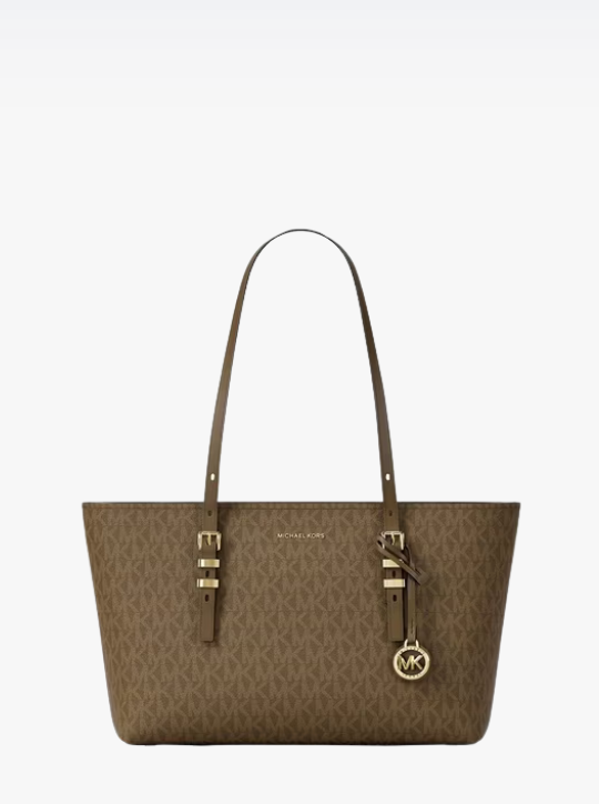 Quinn Medium Signature Logo and Leather Tote Bag michael kors quinn medium signature logo and leather tote bag