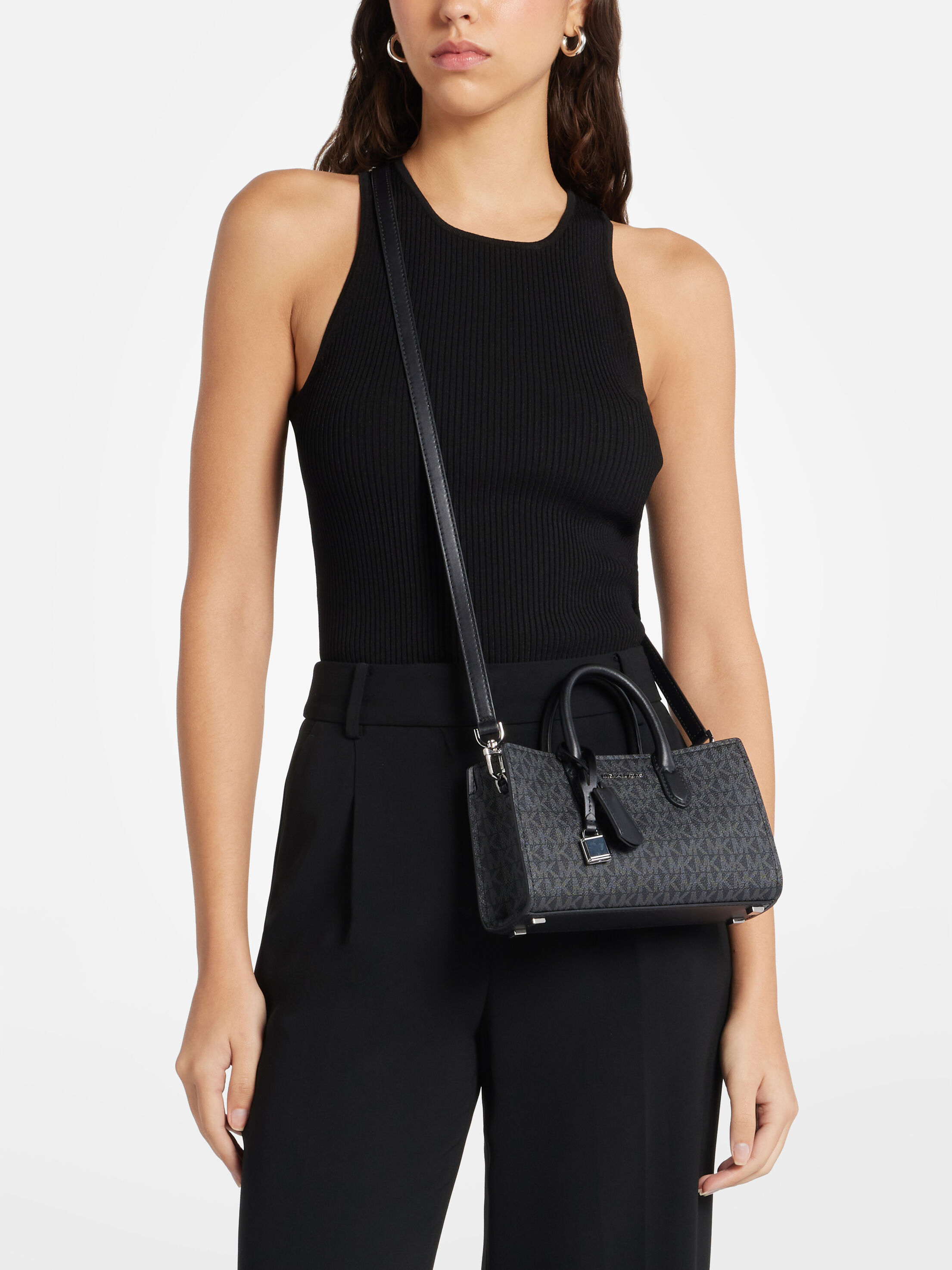 Scarlett Extra-Small Signature Logo Crossbody Bag, BLACK | Michael