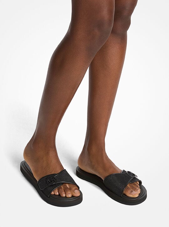 michael kors glitter chain mesh slide sandal