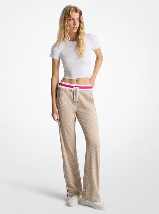 Logo Jacquard Knit Side-Snap Track Pants michael kors logo jacquard knit side snap track pants
