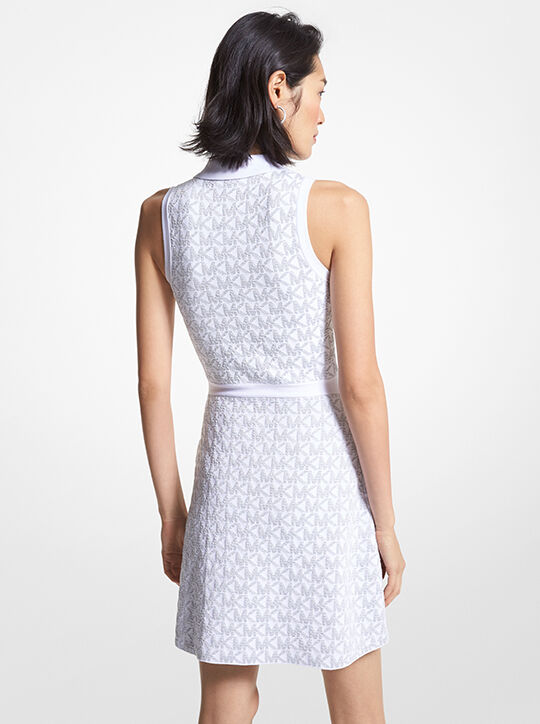 michael kors metallic logo jacquard polo dress