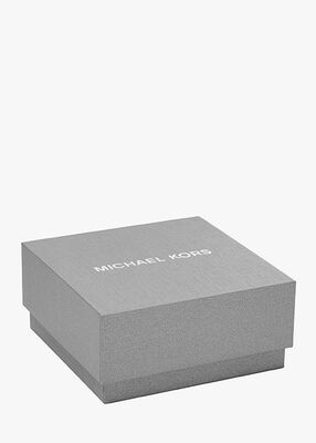 michael kors rhodium plated sterling silver pav  logo stud earrings