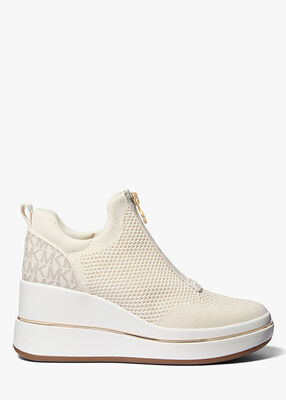 michael kors emmy mesh zip up wedge trainer
