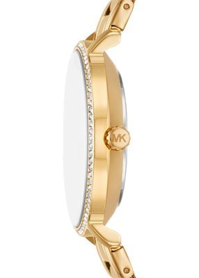 michael kors mini pyper pav  gold tone watch and jewelry gift set