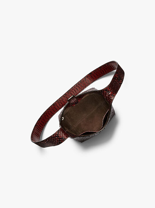 michael kors dede mini python embossed leather hobo bag