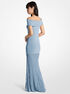 Pleated Stretch Knit Off-The-Shoulder Maxi Dress michael kors pleated stretch knit off the shoulder maxi dress