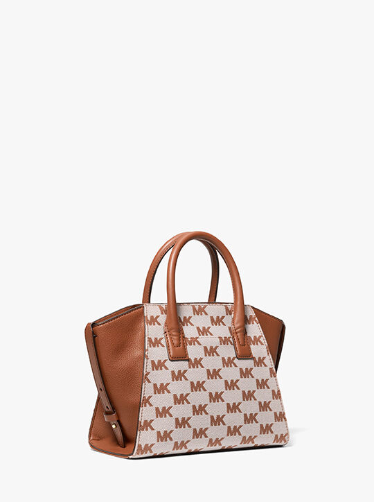 michael kors avril small signature logo jacquard satchel