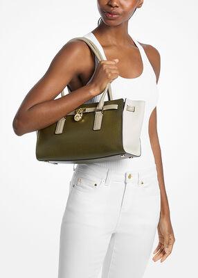 michael kors hamilton moderne small color blocked leather satchel