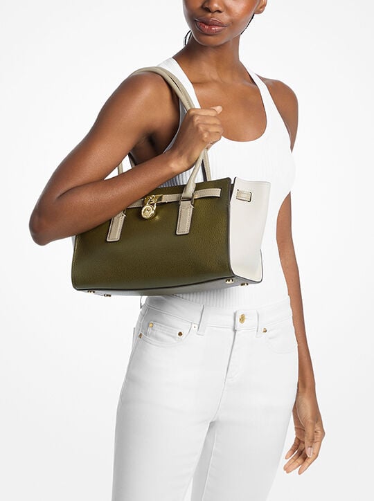 Hamilton Moderne Small Color-Blocked Leather Satchel michael kors hamilton moderne small color blocked leather satchel
