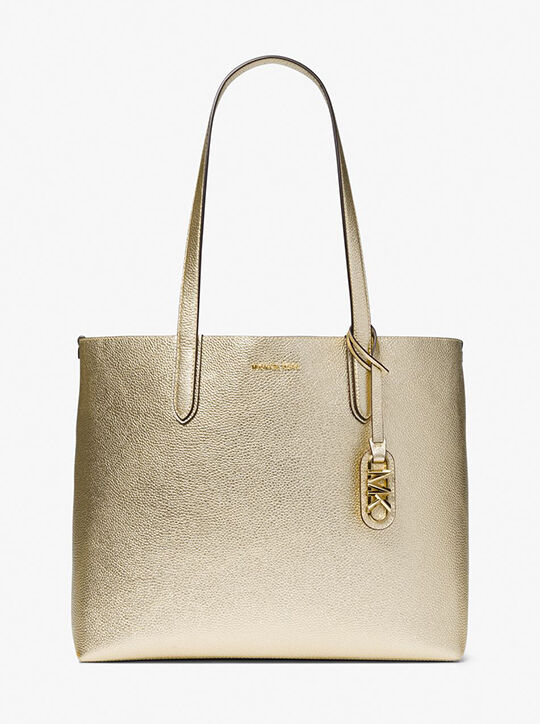 Eliza Extra-Large Metallic Pebbled Leather Reversible Tote Bag 
