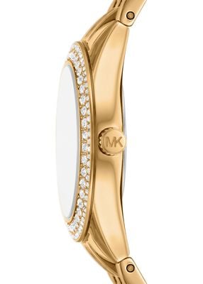 michael kors mini harlowe pav  gold tone watch