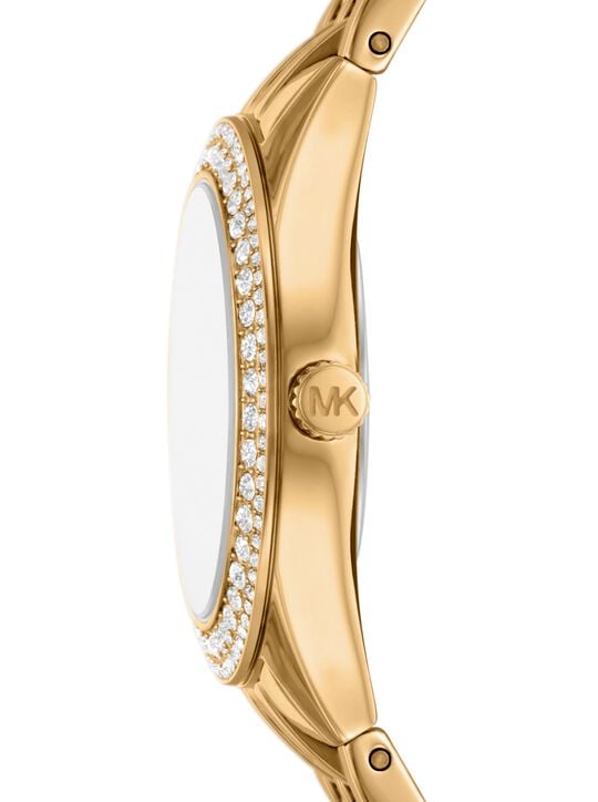 Mini Harlowe Pavé Gold-Tone Watch michael kors mini harlowe pav gold tone watch