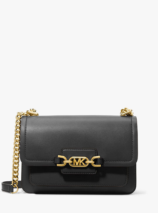 Heather Large Leather Shoulder Bag, BLACK | Michael Kors KSA