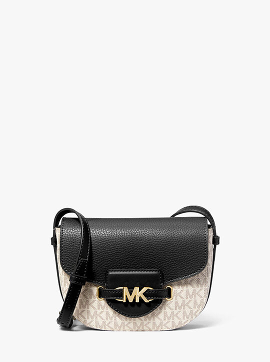 Reed Small Logo and Leather Crossbody Bag, VANILLA/BLK | Michael  