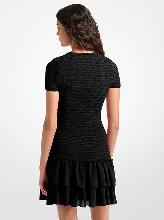 michael kors smocked georgette ruffle mini dress