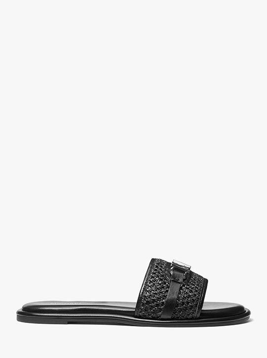 michael kors ember embellished straw slide sandal