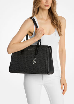 michael kors laila medium signature logo tote bag