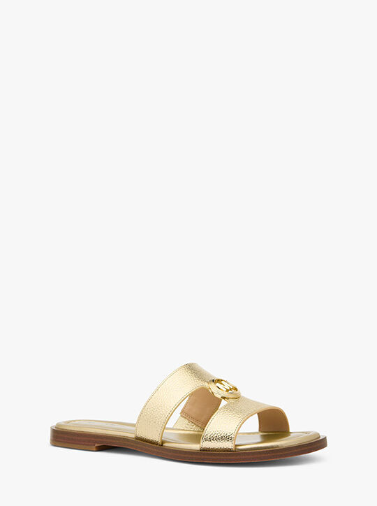 michael kors erin metallic leather sandal