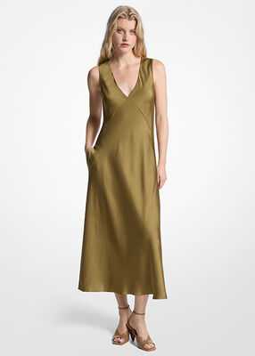 michael kors satin midi dress