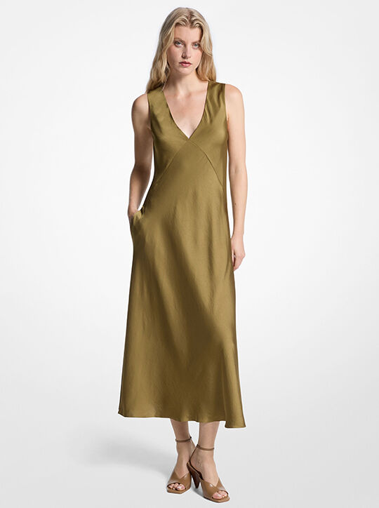 michael kors satin midi dress