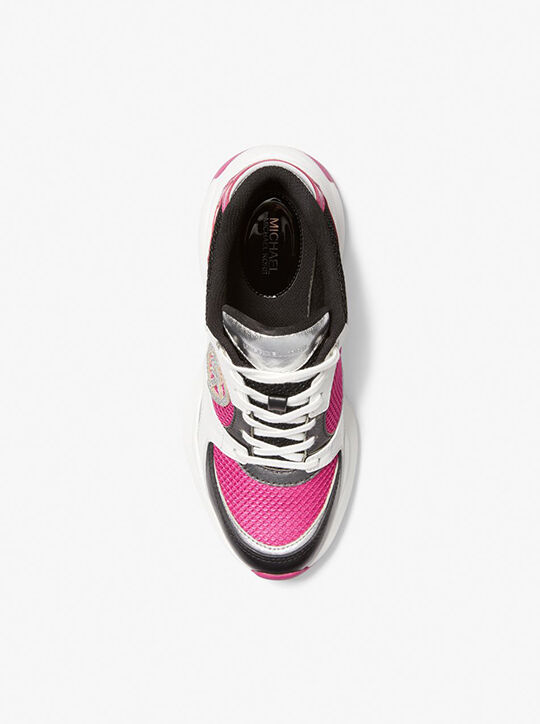 michael kors zuma color block leather and mesh trainer
