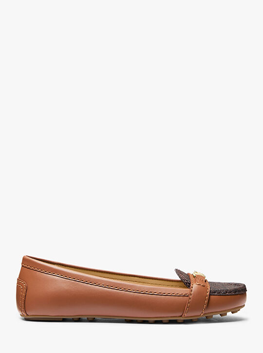 Mandy Leather and Signature Logo Moccasin michael kors mandy leather and signature logo moccasin