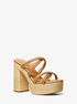 Corrine Leather and Straw Platform Sandal