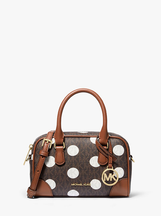 michael kors thompson extra small polka dot signature logo satchel