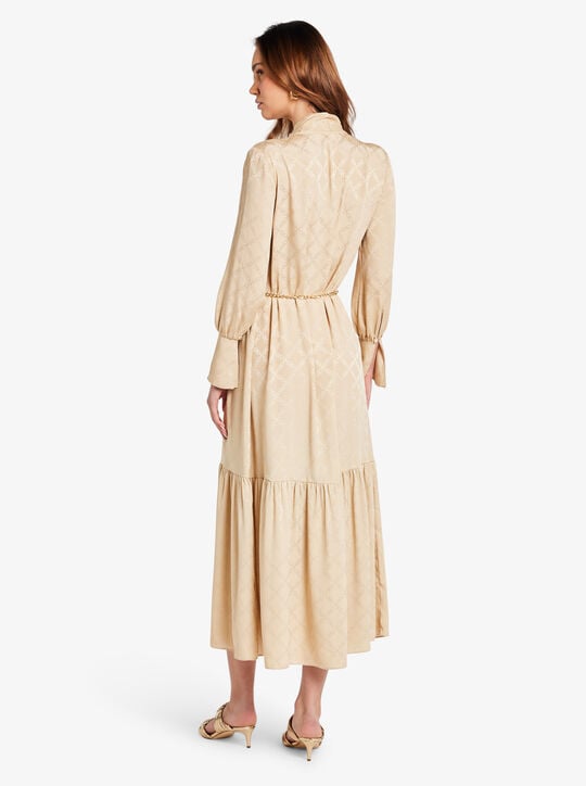 michael kors empire diamond satin jacquard maxi dress