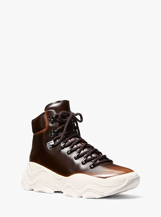 Atlas Burnished Leather Lace-Up Boot michael kors atlas burnished leather lace up boot