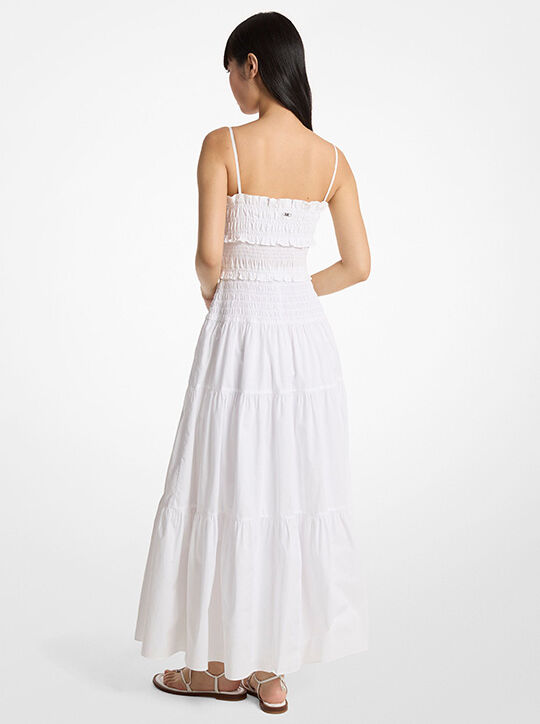 michael kors smocked cotton poplin maxi dress