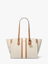 michael kors becca large striped signature logo tote bag