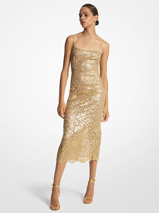 michael kors فستان دانتيل لامع مزهر