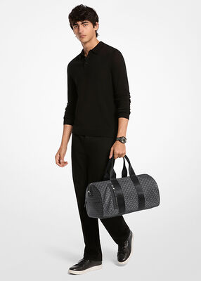 michael kors brooklyn large printed signature logo duffel bag