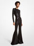 michael kors hand embroidered sequin stretch jersey flared jumpsuit