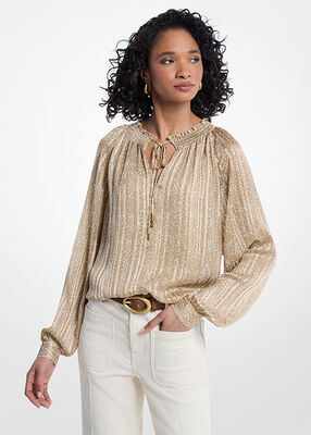 michael kors metallic printed georgette blouse